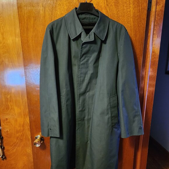 Men's Size 42 Rainfair With Removable Deep Pile Luxury Lining Green Rain Topcoat - Picture 1 of 11